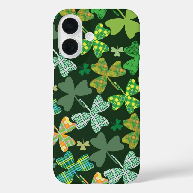Funda iPhone 16 Shamrocks con patrones (Reverso )