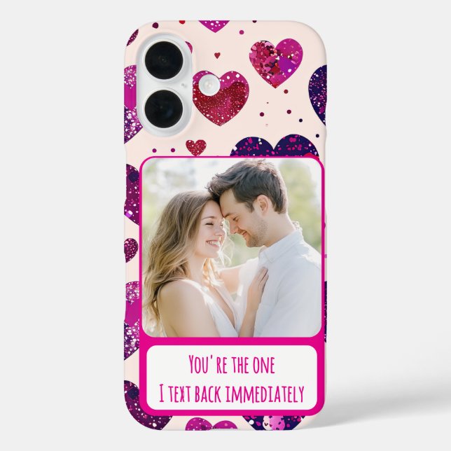 Funda iPhone 16 Shimmer Purple Heart Txt Back inmediatamente (Reverso )