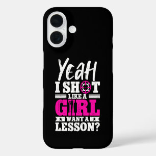 Funda iPhone 16 Sí, disparo como una chica, ¿quieres una lección, 