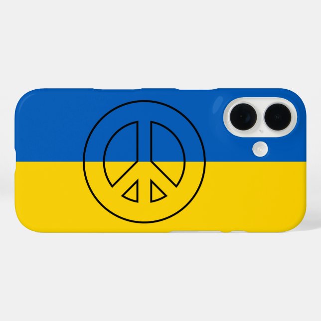 Funda iPhone 16 Signo de paz de bandera ucraniana (Reverso (Horizontal))