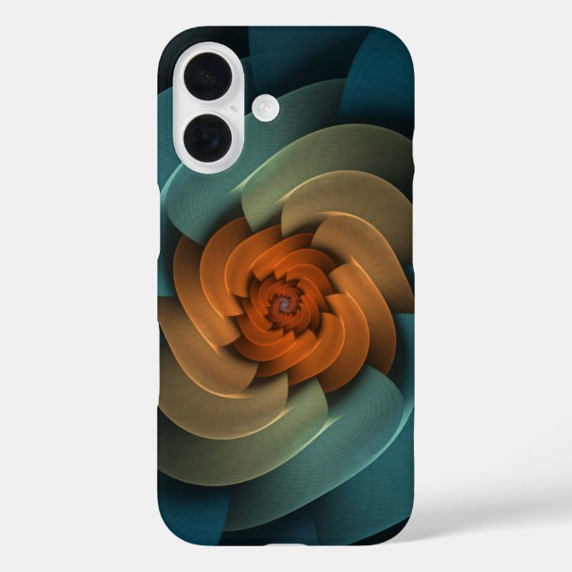 Funda iPhone 16 Silbato en la espiral azul oscuro resumen (Reverso )