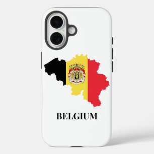 Funda iPhone 16 Silhouette de Bélgica, bandera,