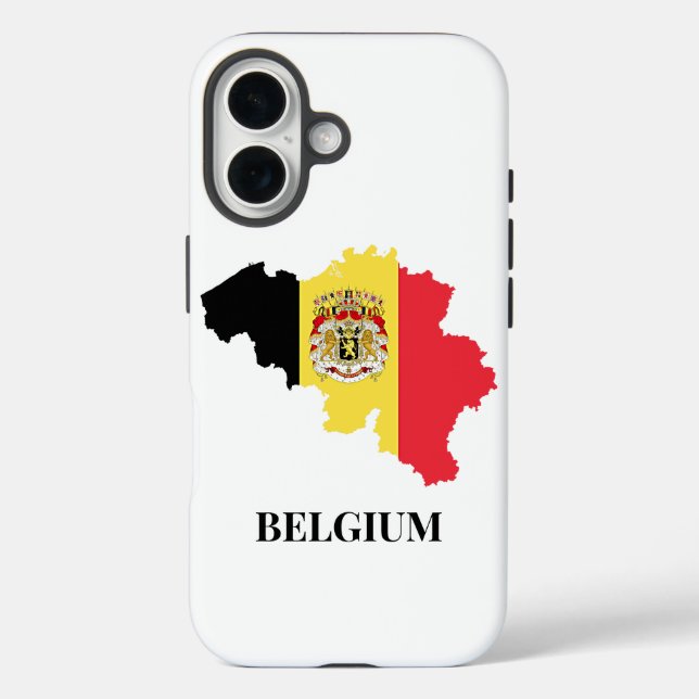 Funda iPhone 16 Silhouette de Bélgica, bandera, (Reverso )