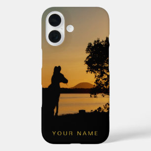 Funda iPhone 16 Silueta de atardecer negro y dorado canguro Austra