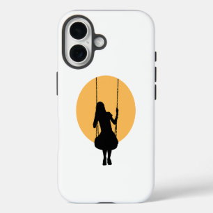 Funda iPhone 16 Silueta de niña en un columpio