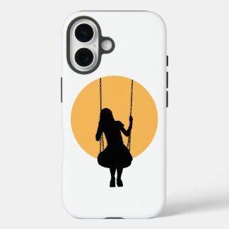 Funda iPhone 16 Silueta de niña en un columpio
