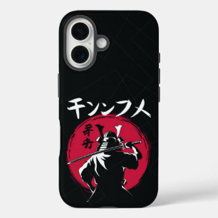Funda iPhone 16 Silueta samurai con Katana y sol naciente