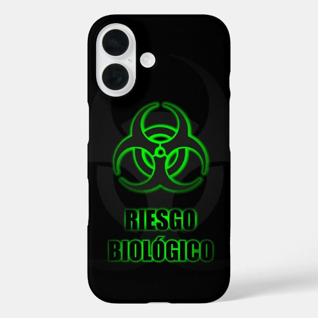 Funda iPhone 16 Símbolo Brillante de Riesgo Biológico (Reverso )