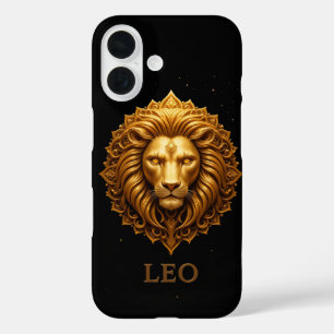 Funda iPhone 16 Símbolo del León Dorado que Representa la Fuerza,