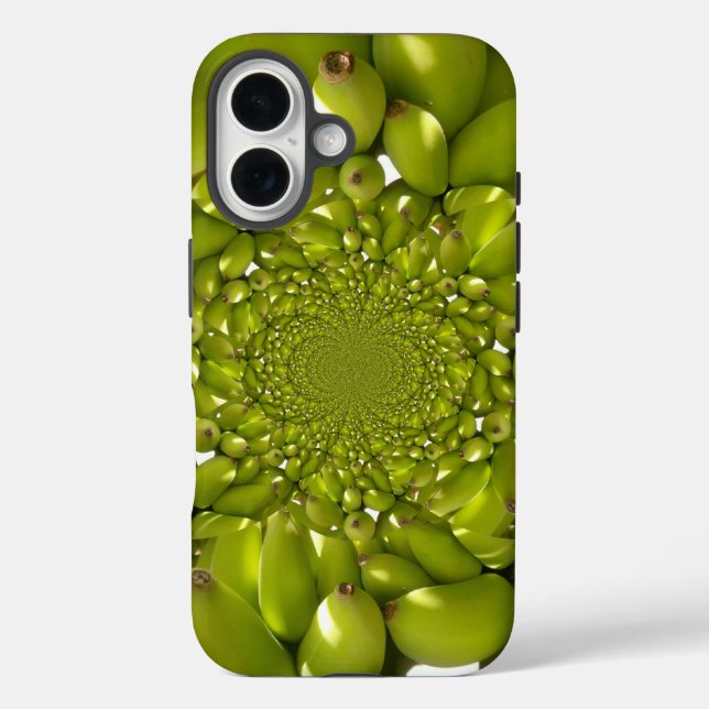 Funda iPhone 16 Simetría Tropical | Kaleidoscopio de Plátano Verde (Reverso )