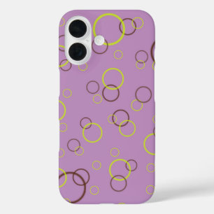 Funda iPhone 16 Simple Lime Brown círculos Patrón violeta púrpura