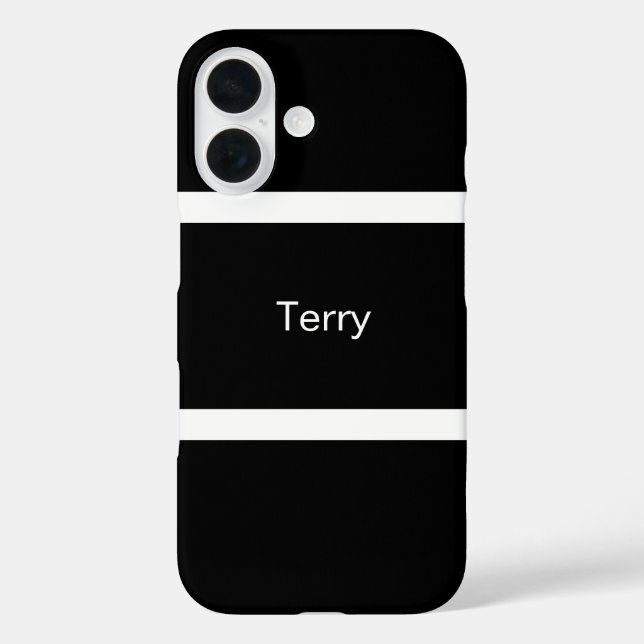 Funda iPhone 16 Simple personalizado en negro y blanco (Reverso )