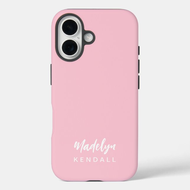 Funda iPhone 16 Simple Stylish Script Name Cotton Candy Pink (Reverso )
