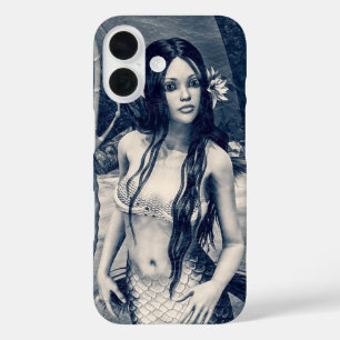 Funda iPhone 16 Sirena Vintage Arte de Fantasía de Foto Antigua