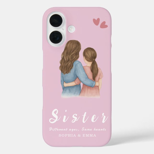 Funda iPhone 16 Sister Collage iPhone 16 Case – Same Hearts (Reverso )