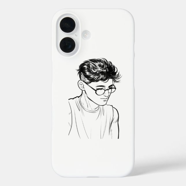 Funda iPhone 16 Sketch Soul Art Boy – Custom iPhone Case (Reverso )