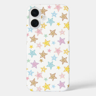 Funda iPhone 16 Sketched Stars Pattern
