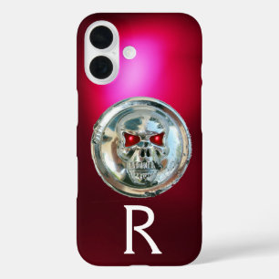 Funda iPhone 16 SKULL RIDERS MONOGRAM Borgoña Roja