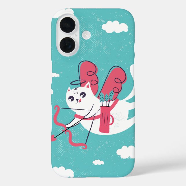 Funda iPhone 16 Sky Love Kitty Flying Cupido Cat (Reverso )