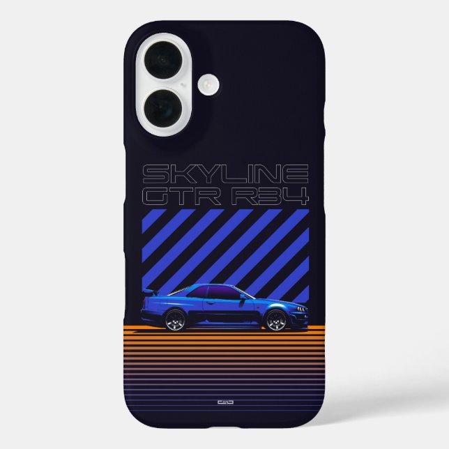 Funda iPhone 16 Skyline GT-R R34 Bayside Blue (Reverso )