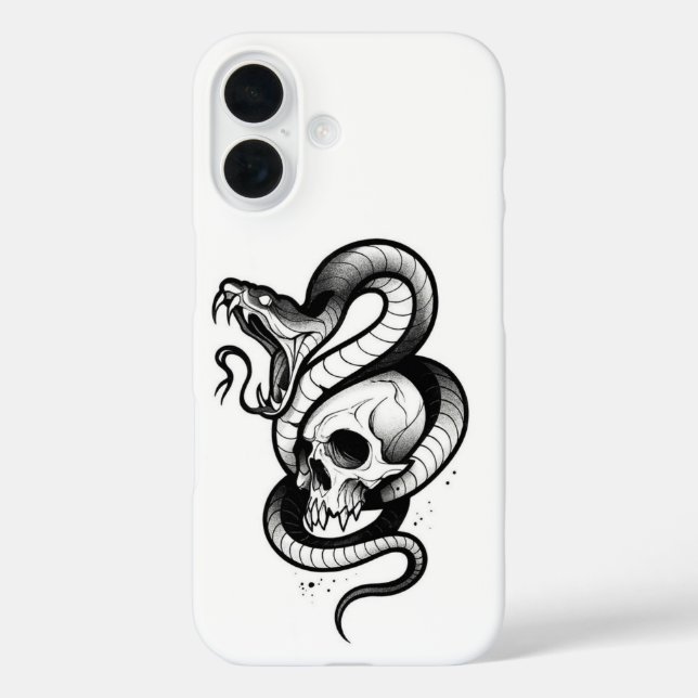 Funda iPhone 16 Snake and Skull Gothic iPhone Case – Dark Tattoo S (Reverso )