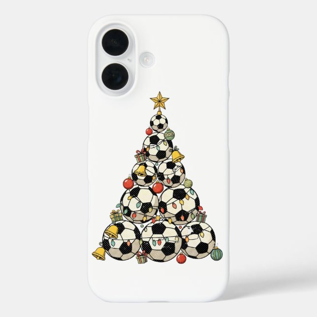 Funda iPhone 16 Soccer Christmas Tree (Reverso )