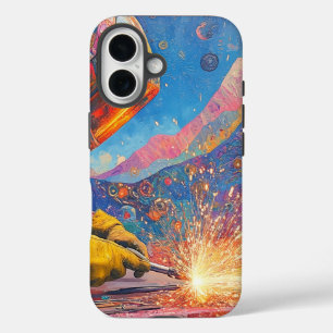 Funda iPhone 16 Soldador Cósmico - Impresión de Arte de Soldadura 
