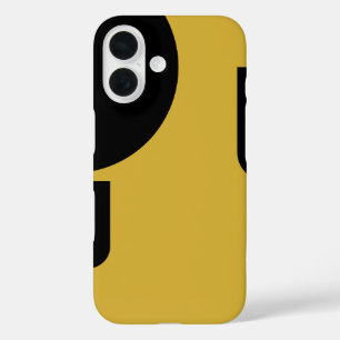Funda iPhone 16 Sólido y elegante color negro en oro metálico