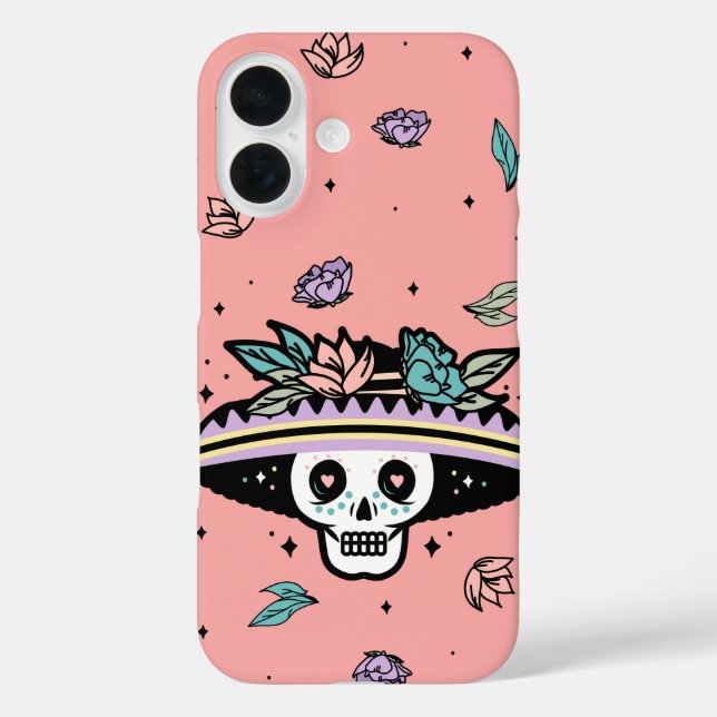 Funda iPhone 16 Sombrero Calavera - Día de la Calavera Muerta (Reverso )
