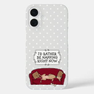 Funda iPhone 16 Sombrero Greyhound (flautista) Perro Lazy Sleeping