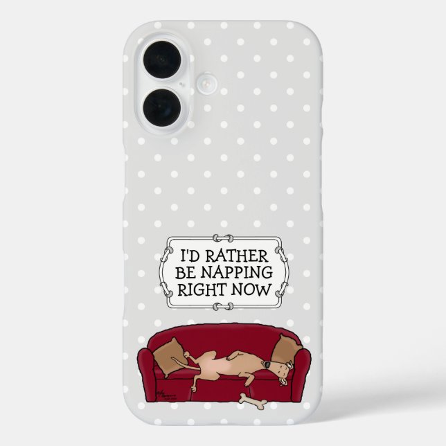 Funda iPhone 16 Sombrero Greyhound (flautista) Perro Lazy Sleeping (Reverso )