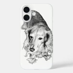 Funda iPhone 16 Sostenido con Fuerza Silenciosa – Dachshund de Pel