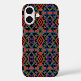 Funda iPhone 16 Southwestern Symmetrical Tiled Pattern Line Art