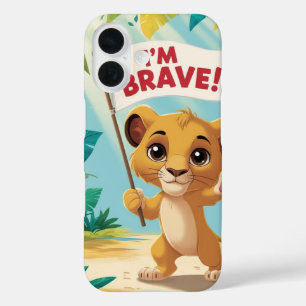 Funda iPhone 16 "¡Soy Valiente!" con un Perrito Adorable