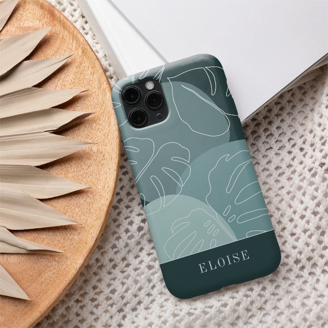 Funda iPhone 16 Spruce y Mint Boho Monstera Tropical (Subido por el creador)