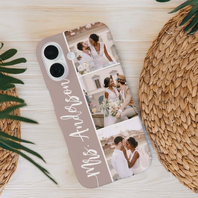 Funda iPhone 16 Sra. New Name Boda Couples Collage de fotos (Subido por el creador)