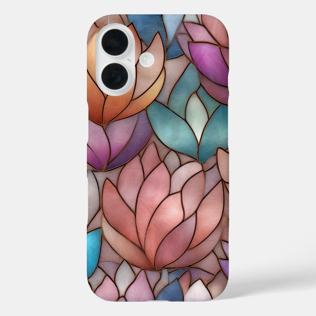 Funda iPhone 16 Stained Glass Effect Phone Case Floral Mosaic  (Reverso )