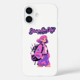 Funda iPhone 16 Strum the City! Play Your Power! – Trendy Pink Art