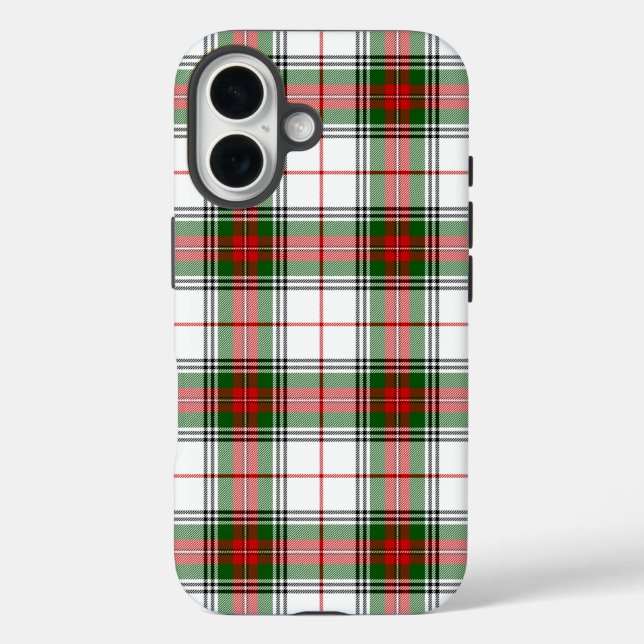 Funda iPhone 16 Stuart / Stewart tartan blanco rojo platillo verde (Reverso )