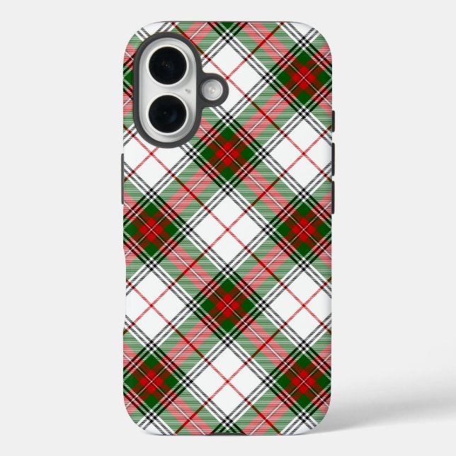 Funda iPhone 16 Stuart / Stewart tartan blanco rojo platillo verde (Reverso )