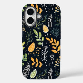 Funda iPhone 16 Stylish Green and Yellow Foliage Pattern 