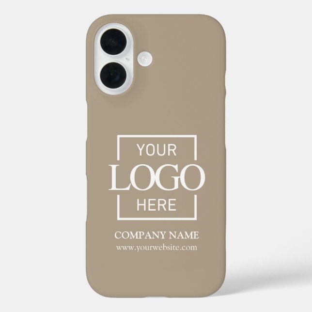Funda iPhone 16 Stylish Simple Taupe Business Company Logo Apple (Reverso )
