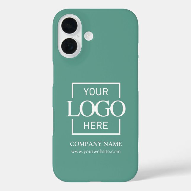 Funda iPhone 16 Stylish Simple Teal Business Company Logo Apple (Reverso )