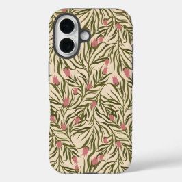 Funda iPhone 16 Stylized pink bell-shaped floral pattern