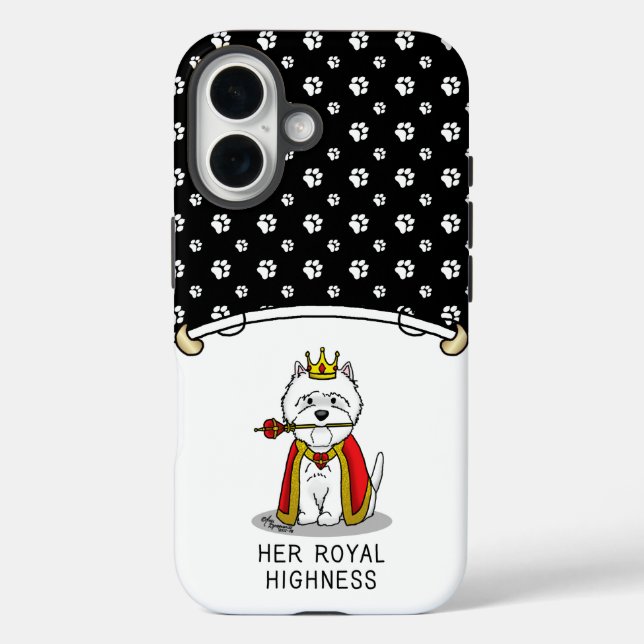 Funda iPhone 16 Su Alteza Real Reina Westie Perro (Reverso )