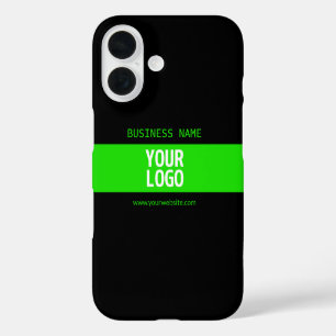 Funda iPhone 16 Su logotipo o imagen   negro y verde brillante