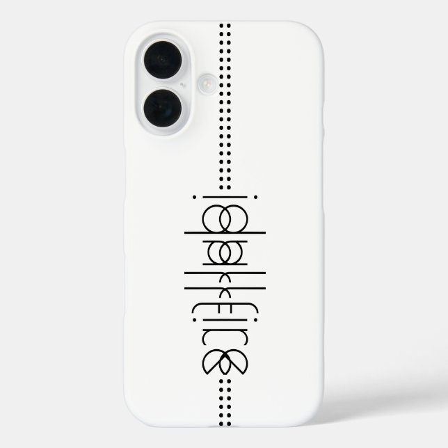 Funda iPhone 16 Su nombre como glifos alienígenas blanco único (Reverso )
