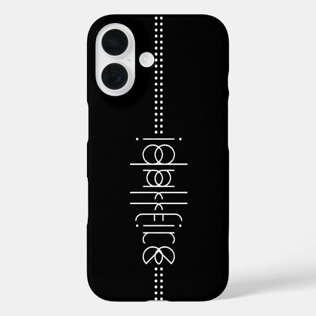 Funda iPhone 16 Su nombre como glifos extranjeros único negro (Reverso )