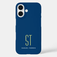 Su nombre es un simple monograma amarillo azul sim