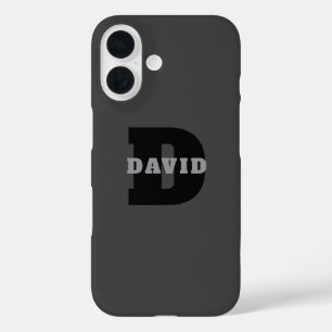Funda iPhone 16 Su nombre o nombre de la empresa Gris masculino